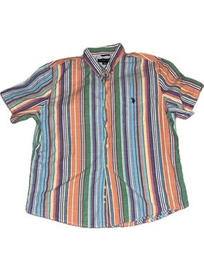 U.S. Polo Assn. Men's 2XL Short Sleeve Button Down Shirt Multi-Color Striped